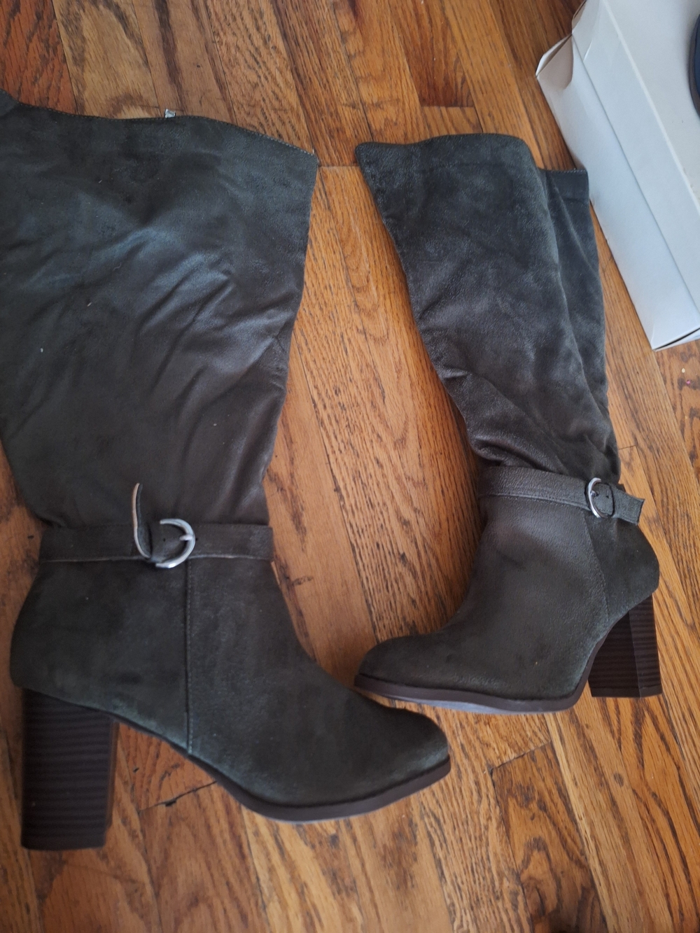Women's Tall Suede Block Heel Boots - Dark Olive